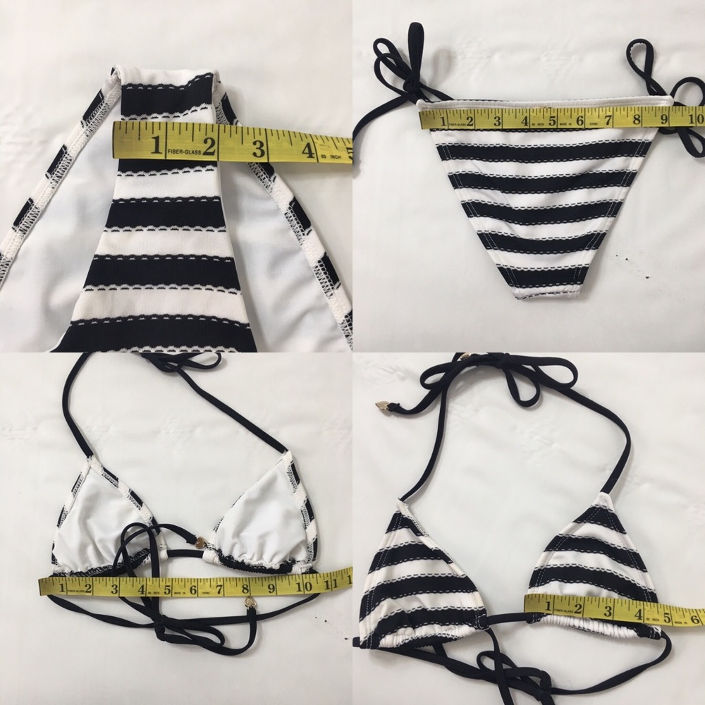 Wildfox Blue White Striped Triangle String Bikini… - image 8